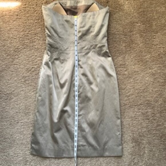 Rene Lezard Brand Women's Gold Strapless Silk Cocktail Dress Sz 4 - Picture 3 of 8